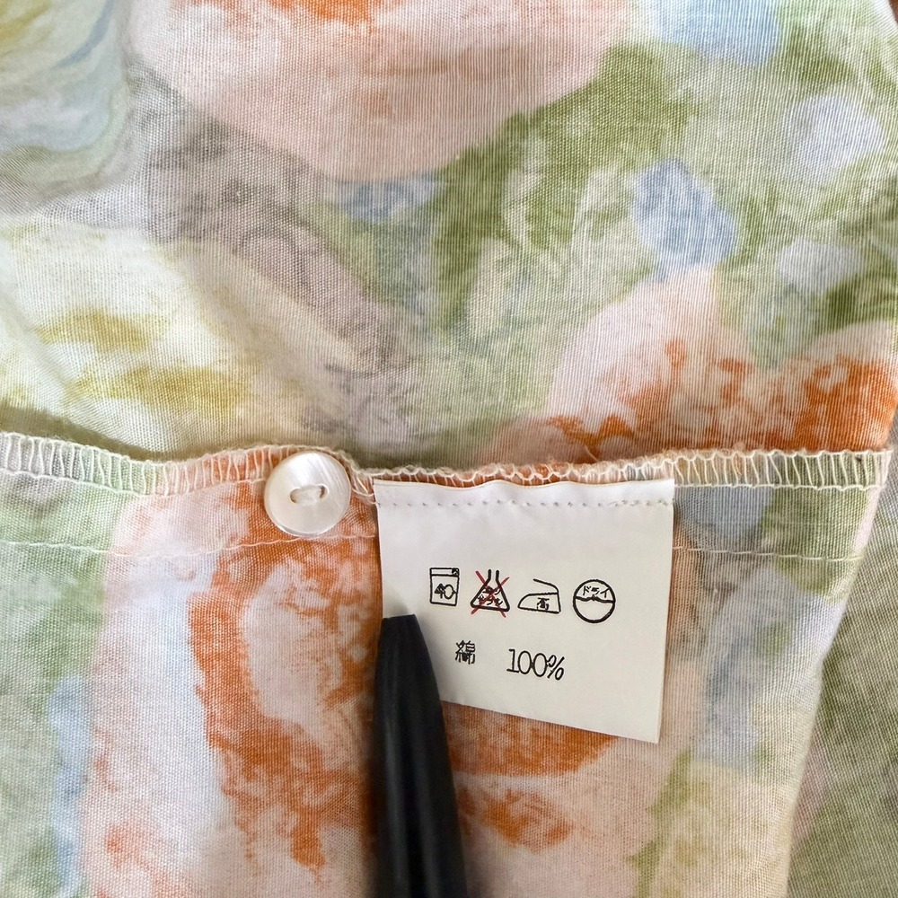Belle Reve Floral Midi Button Up Dress XS Orange 100% Cotton Japanese Mori Girl - Picture 8 of 14